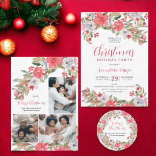 Rustikaler grüner Blumenkranz frohe Weihnachten Runder Aufkleber