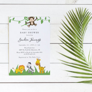 Safari Baby Shower Danke Jungle Animals Einladung