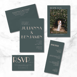 Minimalistisch Elegante Aquamarine und Rote Kirche All In One Einladung