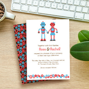 Niedliches Robot Theme Wedding Save the Date Magnet
