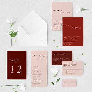 Modern minimalist Boho Terrakotta-Hochzeit elegant All In One Einladung