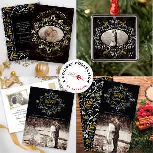 Festivals Gold Deco Vintager Chic Holiday Pappteller