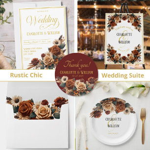 Elegant Wedding Script Rustic Floral Einladung