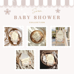 Romantische Blumenschwan-Babydusche Runder Aufkleber