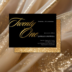 Minimalistisches Script Black und Gold 21. Geburts Geschenkpapier