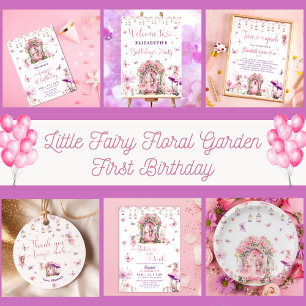 Floral Fairy Birthday 1. Fairy Vielen Dank Runder Aufkleber