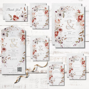 Romantische White Pink Floral Wedding Details Kart Begleitkarte