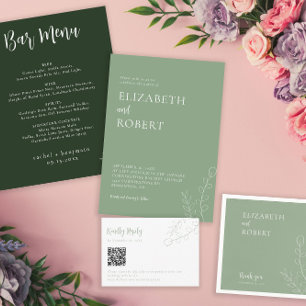 Blumenzettel Hochzeitsskript Elegant Einfach All In One Einladung