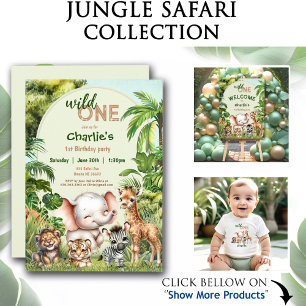 Safari Jungle Niedlicher Tiere Wild 1. Geburtstag Banner