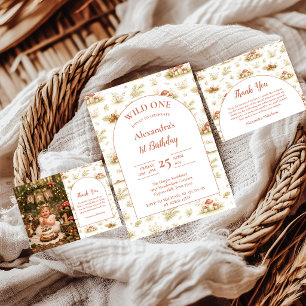 Blush Woodland Wild One Geburtstag Einladung