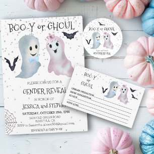 Halloween Boo-y und Ghoul Gender Reveal Ghosts Runder Aufkleber