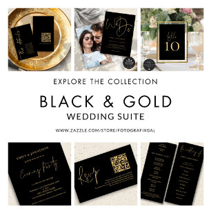 Classy Black Gold Script Wedding Tischnummer