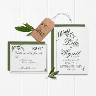 Fern Green Willow Branch Elegante Hochzeit Einladung