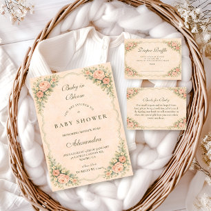 Antike Baby Shower im Rosengarten mit zartem Rosa Serviette