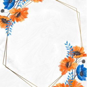 Blauer Polterabend und Orange Poppy Einladung