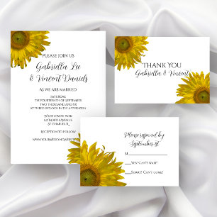 Yellow Sunflower Wedding RSVP Response Card Karte