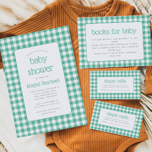 Mint Green Gingham Karo Baby Shower Einladung