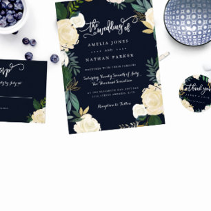 Moderne Einladung zur Hochzeit der Botanischen Mar