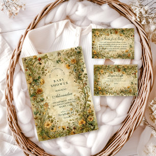 Vintage Botanische Wildblumen-Baby-Party Serviette