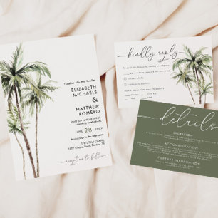 Palm Tree Tropical   Minimal Wedding RSVP Antwort