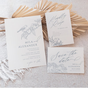 Dusty Blue Viktorianisch Vintag Moderne Hochzeit Save The Date