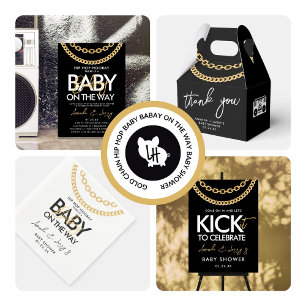 Black and Gold Hip Hop Baby Dusche Einladung