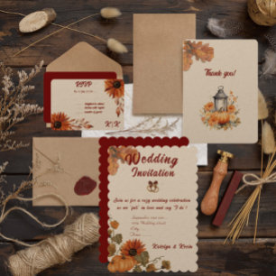 Rustikale und gemütliche Herbstkarte Save the Date