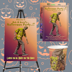 Zombie Halloween-Party Runder Pappuntersetzer