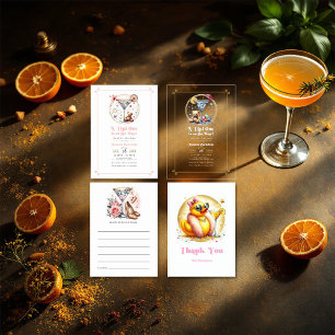 Chic Martini Cocktail Babydusche Hinweiskarte