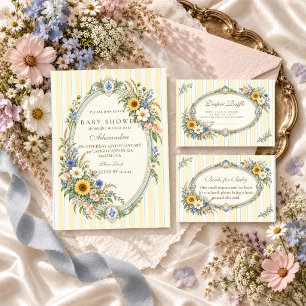 Sonnenblumen Wildblumen Babyshower Windel-Raffle Begleitkarte