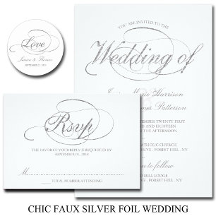 Chic Silver Foil Skript Faltding Hochzeit Einladun Folienkarte