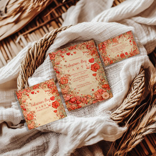 Vintage-Blumenherzen Valentinstag-Party Serviette
