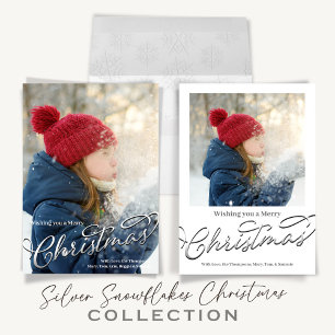 Merry Christmas Script Foto Custom Runder Aufkleber