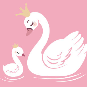 Swans Baby Showbird mit Crown Theme Pink Einladung
