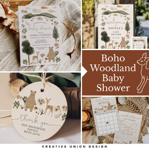 Babydusche von Boho Woodland per Mail Einladungska Einladung