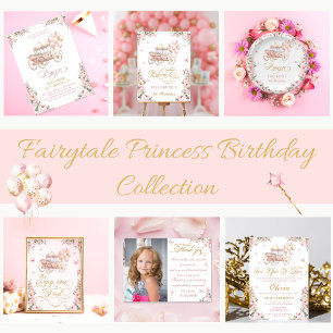 Blush Princess Carriage Mairytale Geburtstagsparty Einladung