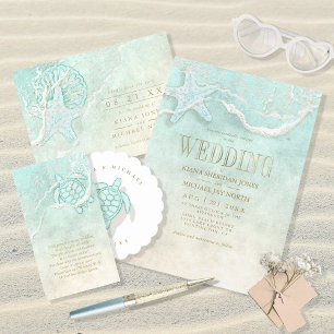 Sea Foam Beach Wedding Turtle ID837 Untersetzer