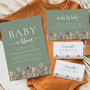 Boho Wildblumen stellen Green Baby Dusche Einladung