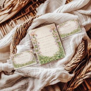 Vintage Iris und Glockenblumengarten Brautparty Einladung