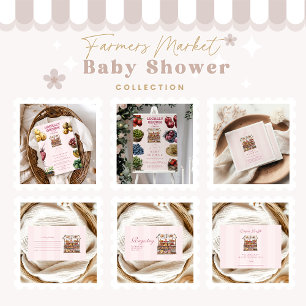 Rosa Bauern Market Babydusche Einladung