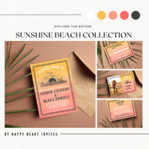 Sunshine Beach Destination Ocean Wedding Card Einladung