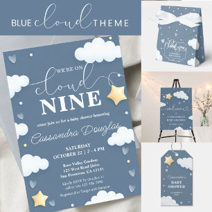 Dusty Blue Cloud Theme Baby Shower Fevor Box Geschenkschachtel
