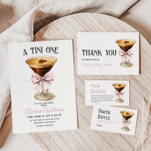 A Tini One Pink Bow Espresso Martini Babydusche Einladung