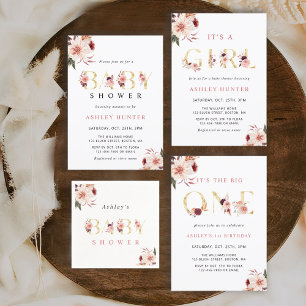 Floral Gold Letter Elegante Girl Baby Dusche Einladung