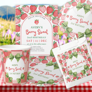 Berry Sweet 2. Geburtstag Erdbeereinladung Einladung