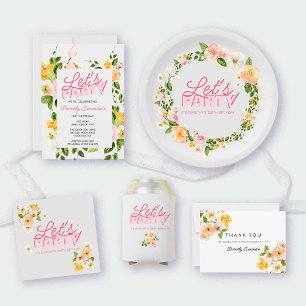 Bunte Frühlingsblumen Schreiben 100. Geburtstag Pappteller