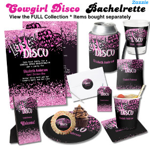COWGIRL DISCO BACHELORETTE Pink Black Glitzer Invi Flyer