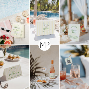 Bachelorette Retro Gelb & Grün Personalisiert Wasserflaschenetikett