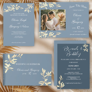 Timeless Floral Symphony in Blue Save The Date