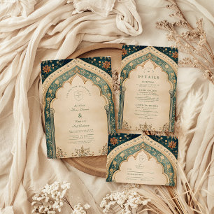 Verzierte Elegante islamische Hochzeit mit Flora Dankeskarte